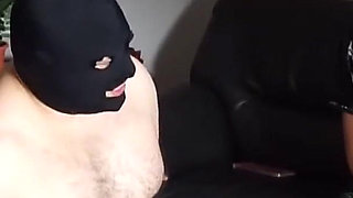 Sexy Schoolgirl Dommes Tease Masked Submissive Stud