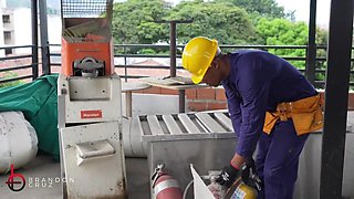 Builder screws his giant culo manager and gives her a massive explosion of spunk - Brandon Cruz