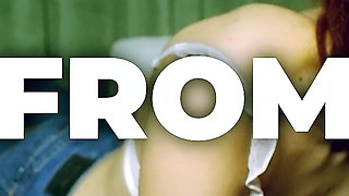 Slim Brunette in Pantyhose Performs Fantastic Footjob, Rimming and Handjob with Abundant Cumshot
