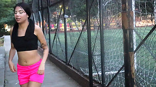 I Went Jogging and Found a Beautiful Slim Girl with a Perfect Body and She Invited Me to Fuck