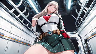 Private Moments Inside the Futuristic Spaceship Where Her White Uniform Is Stretched to Perfection