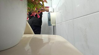 Nurse Pissing in Public Bathroom Doctor Gocco's Office