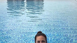 Bikini, Spit on Boobs, Ahegao, Butt Tease in a Public Pool