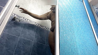 Beautiful stepsister engraved with tight lycra taking a shower (BBW BUT)