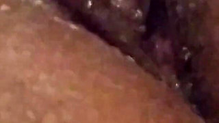 Closeup Spreading My Wet Black Shaved Pussy