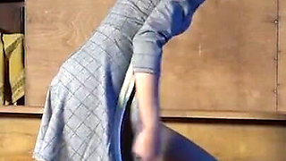 Femdom with muscle guy and skinny tall dominatrix