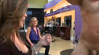 Dancing Bear dude gets to enjoy a bunch of slutty mouths