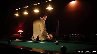 Big boobed MILF Daisy May is getting romantically fucked by Francis X on the pool table