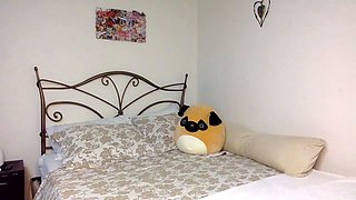 topless teen black lace stockings camgirl live bedroom