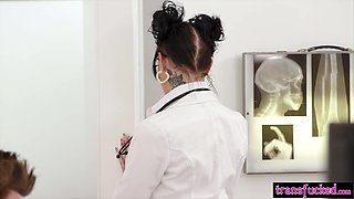 Big ass shemale nurse fucked by patient just after doctor left the office