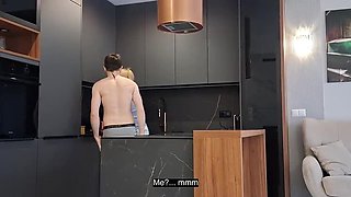 Step Nephew Fucks Me in the Kitchen – Quickie with Big Natural Tits