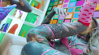 Sensual Girl Girl Anal Session with Big Dildo and Fingering
