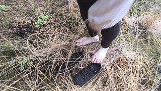 Completely Naked in the Forest - Tits and Vagina Whipping