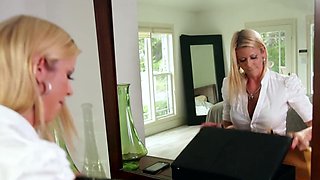 Hot chores and kinky sex with two lesbian stunners