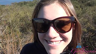 Beautiful girl with glasses Rose Caarter gets some outdoor sex