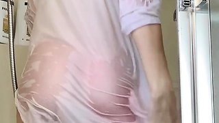 Amateur young teen solo masturbation on her livingroom