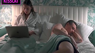 : Milf Helps To Cum Neighbour In Share Bed While Working Till Get Pussy Creampie And Facial