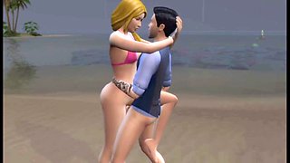 Steamy beach encounter with big boob lesbians in romantic softcore tales