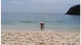 Teen Exhib In Public Beach Portugal